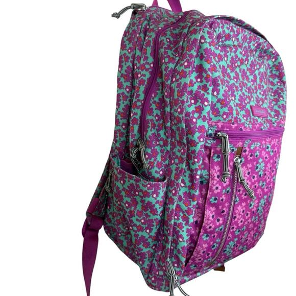 VERA BRADLEY Lighten Up Backpack Ditsy Dot Floral Pink Teal School Travel main image 4